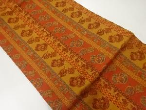 縞に花鳥模様織出し名古屋帯